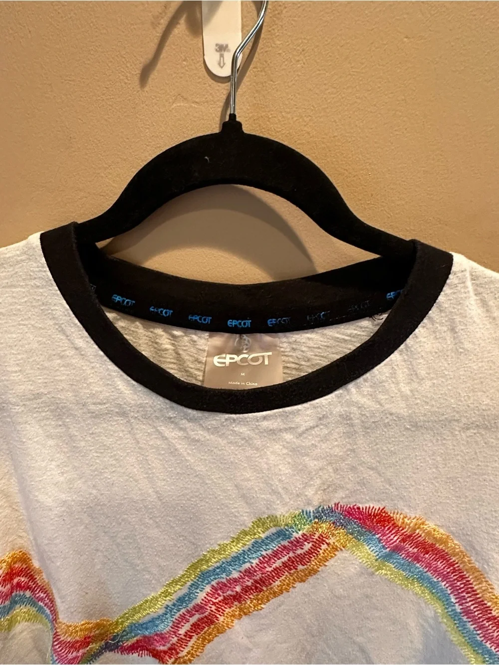 Disney Parks EPCOT Tomorrowland Retro Rainbow Crop Ringer Tee Top M